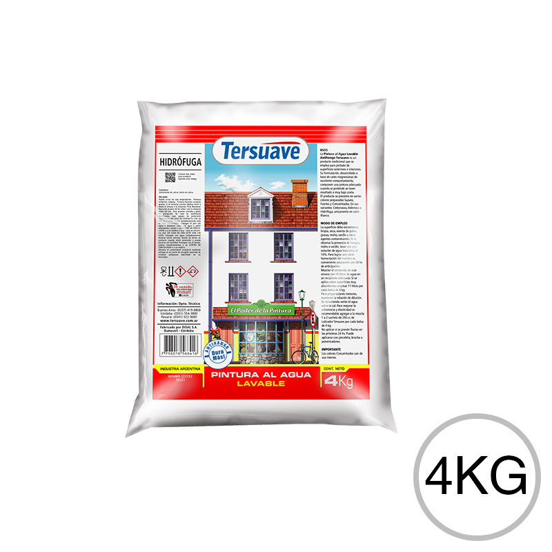 Pintura en polvo a la cal hidrofuga lavable y antihongo exterior interior blanco mate bolsa x 4kg