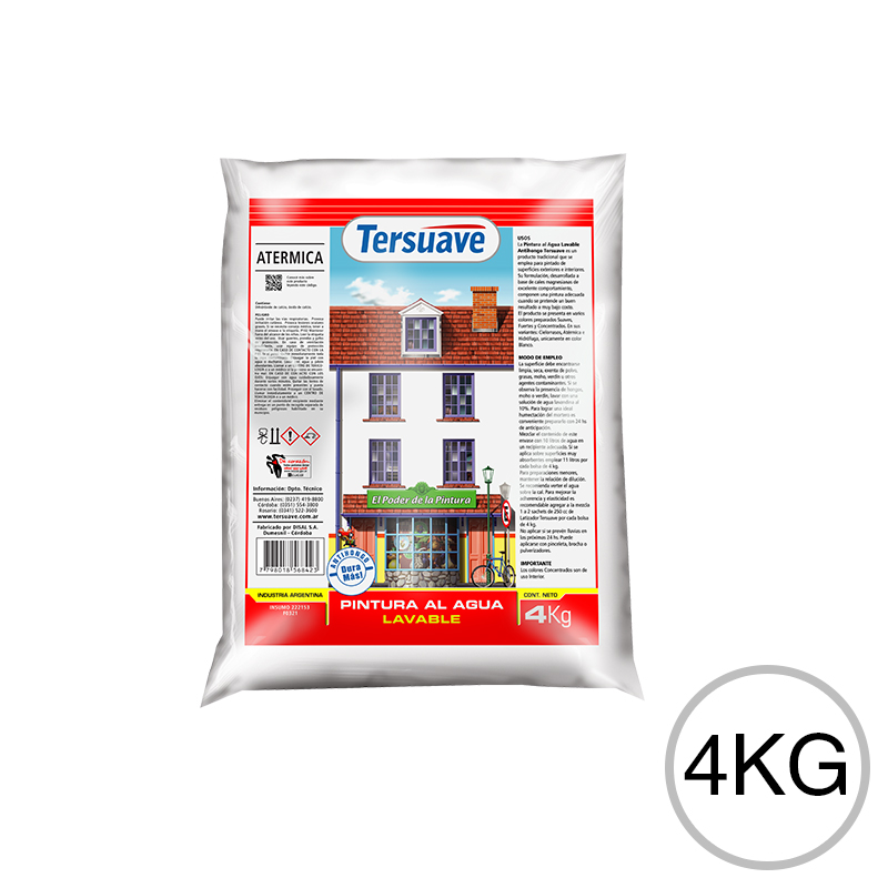 Pintura en polvo a la cal atermica lavable y antihongo exterior interior blanco mate bolsa x 4kg