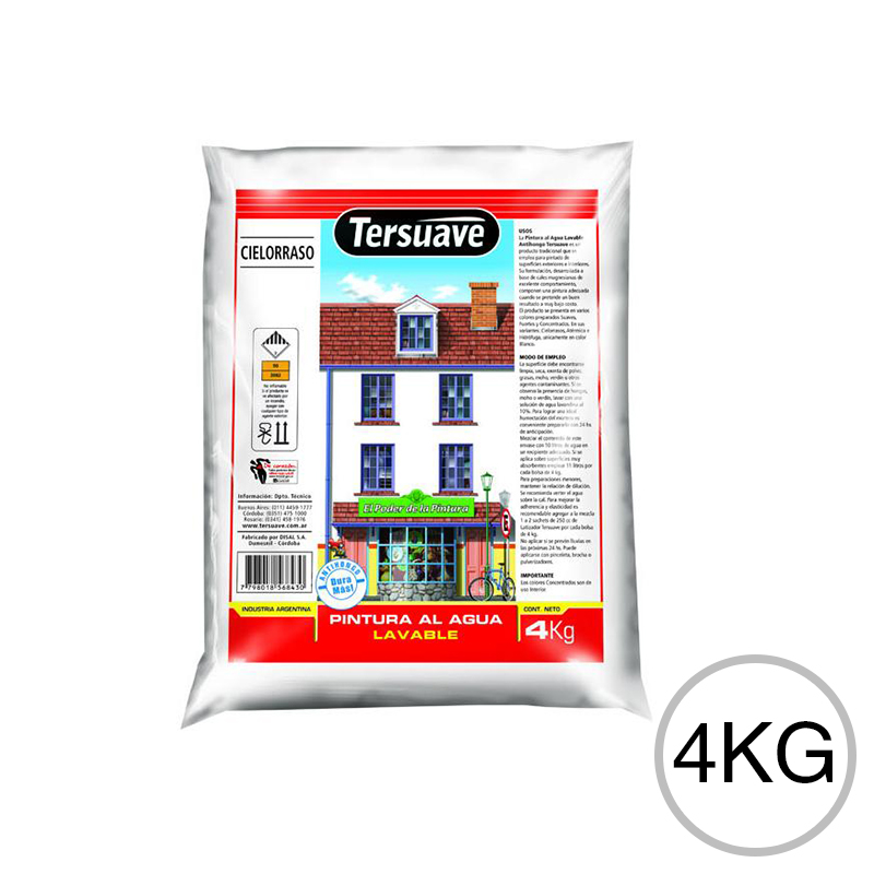 Pintura en polvo a la cal cielorrasos lavable antihongo interior blanco mate bolsa x 4kg