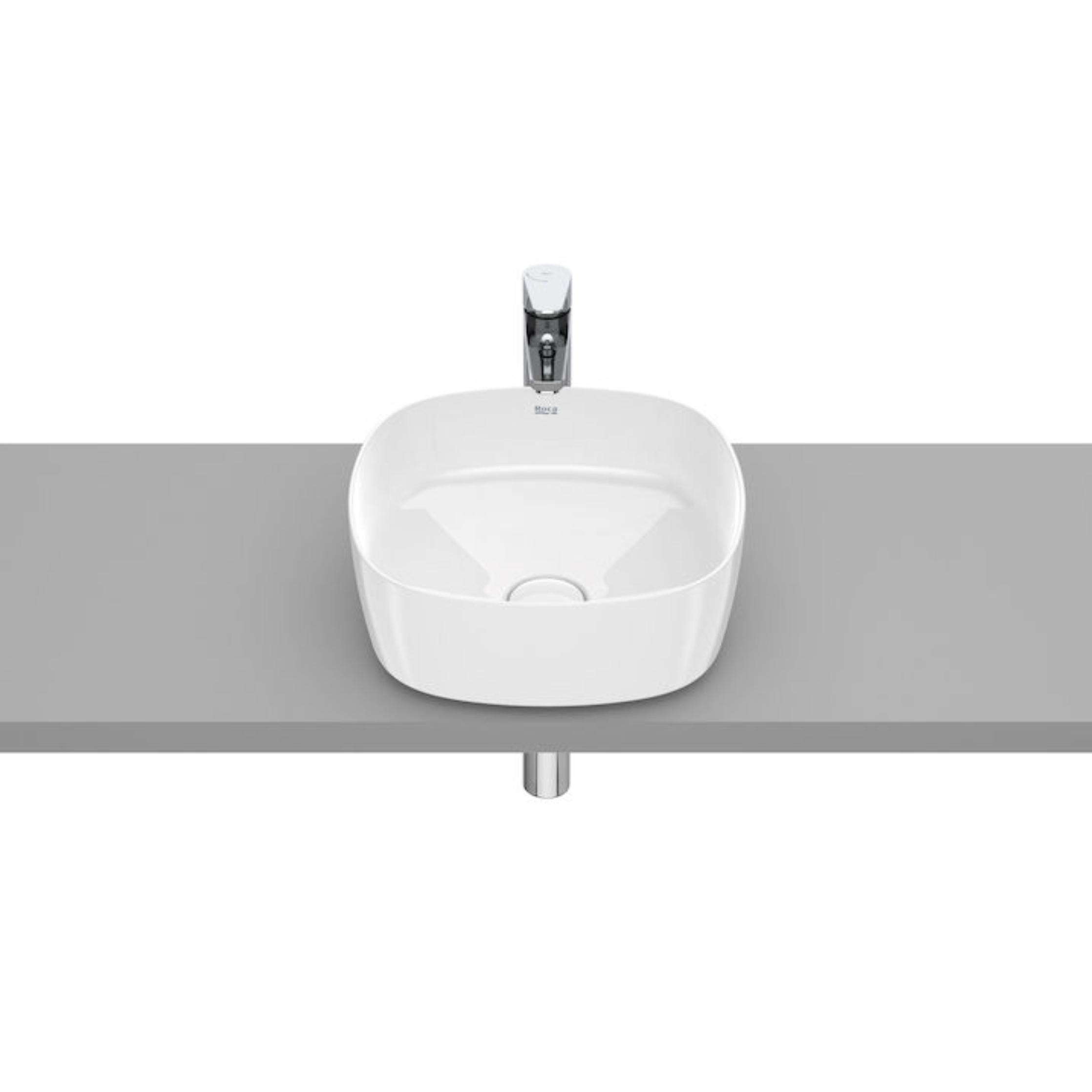 Bacha lavatorio ceramica Inspira soft de apoyo blanco brillante 140mm x 370mm x 370mm