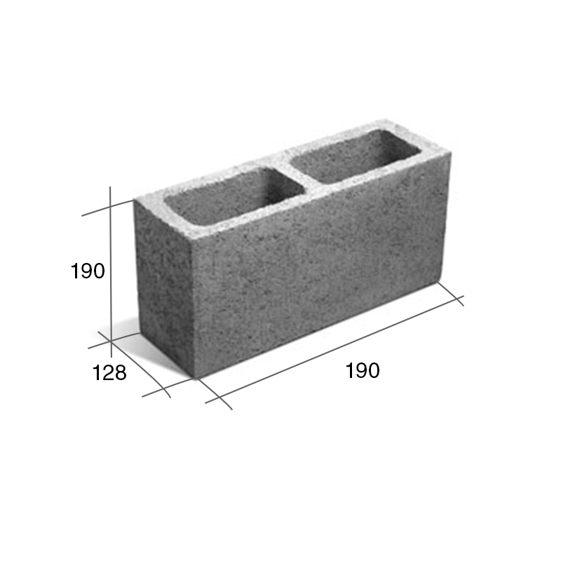 Bloque P13 Portante hormigon gris 128mm x 190mm x 390mm