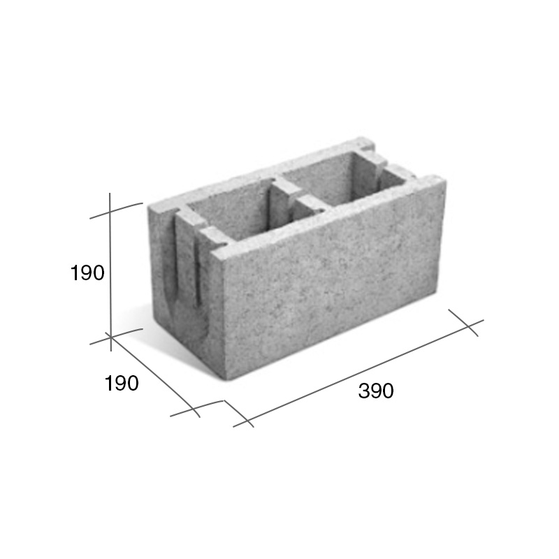 Bloque P20/U/FD encadenado/dintel hormigon u frente debilitado gris 190mm x 190mm x 390mm