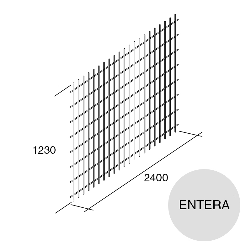 Malla acero entera refuerzo losa pared Concrehaus 1230mm x 2400mm