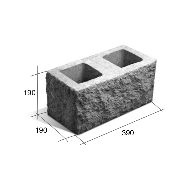 Bloque SP20/esq esquinero hormigon simil piedra gris 190mm x 190mm x 390mm