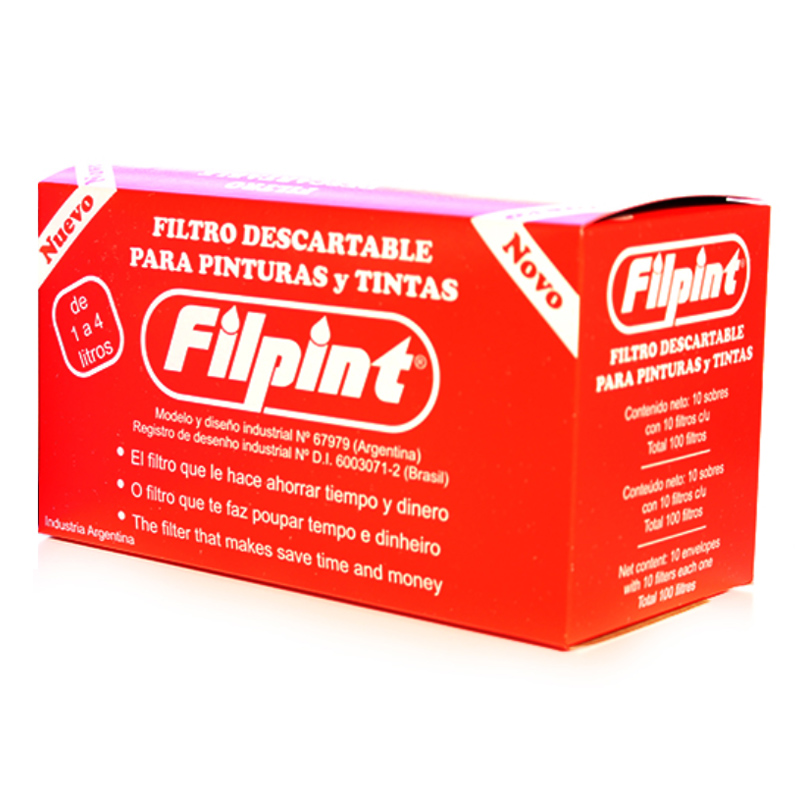 Filtro pinturas y tintas 1ltr a 4lts descartable caja x 10u