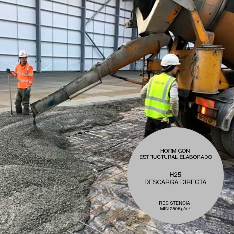 Hormigon estructural elaborado H25 descarga directa x m³