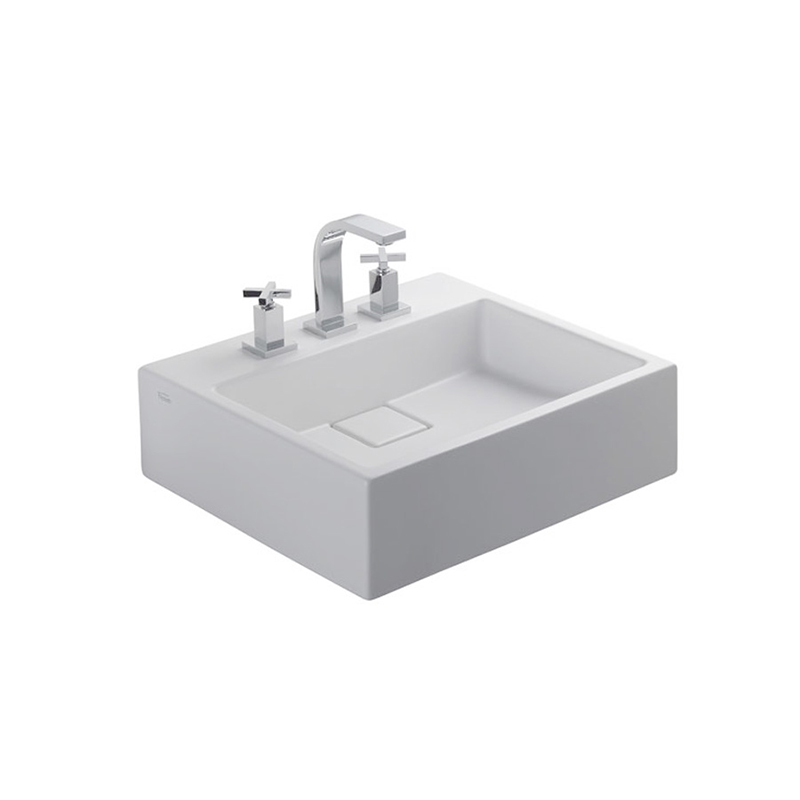 Bacha porcelana Qubiq de apoyo 3 agujeros blanco brillante 150mm x 450mm x 495mm