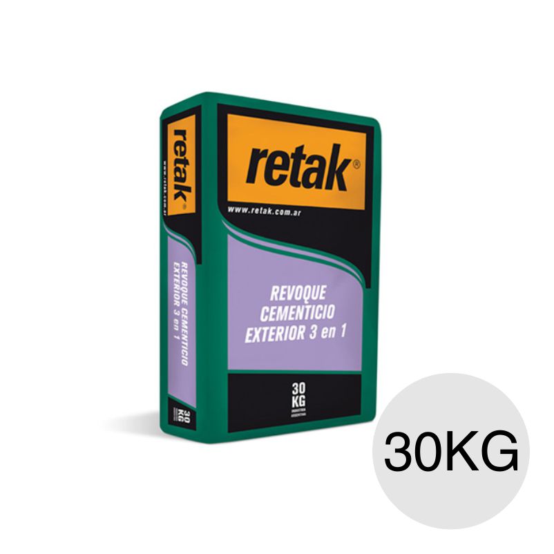 Revoque cementicio exterior 3 en 1 ladrillos HCCA bolsa x 30kg