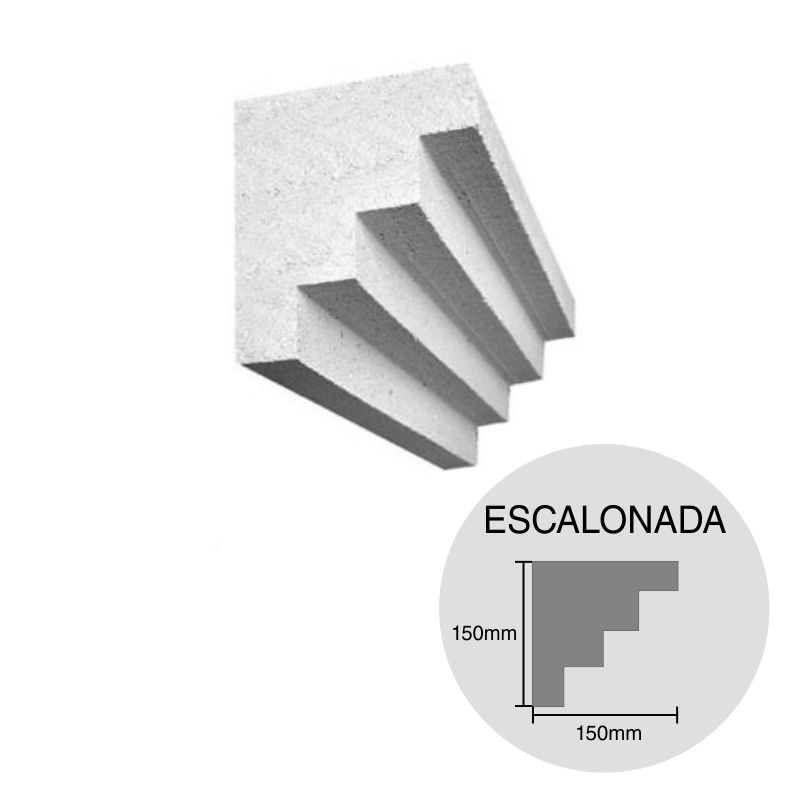 Moldura decorativa HCCA Cornisa Escalonada 150mm x 150mm x 500mm