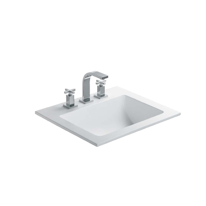 Bacha porcelana Symi sobremesada 1 agujero blanco brillante 150mm x 440mm x 515mm