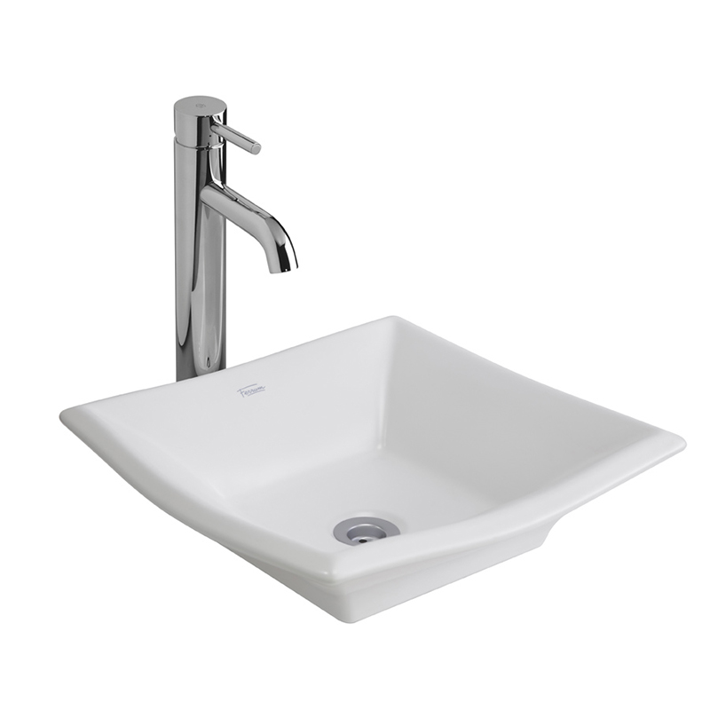 Bacha porcelana Tori cuadra de apoyo blanco brillante 152mm x 395mm x 395mm