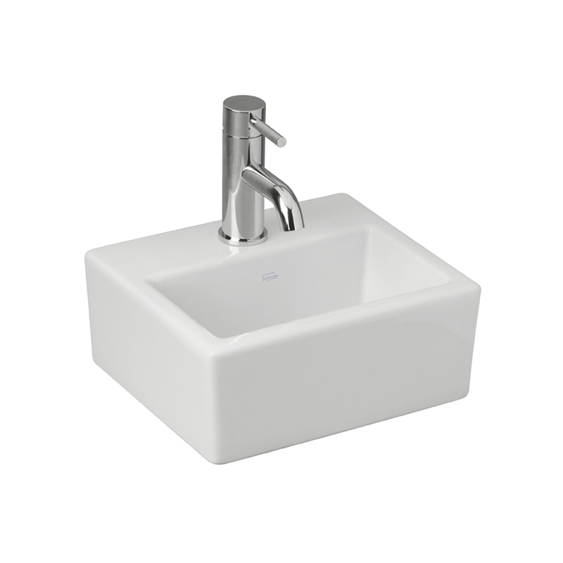 Bacha porcelana Tori cuadra de apoyo 1 agujero blanco brillante 166mm x 273mm x 312mm