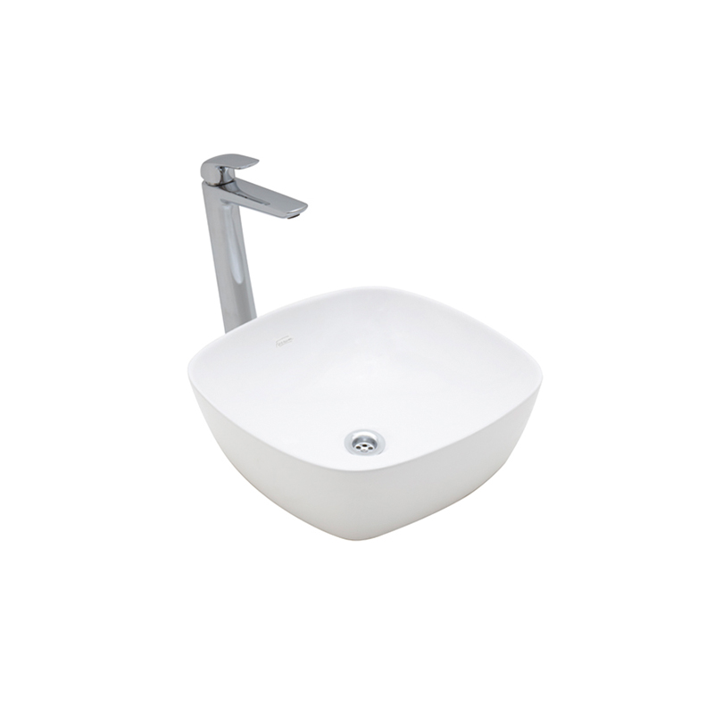 Bacha porcelana Tori cuadra slim de apoyo blanco brillante 139mm x 404mm x 404mm