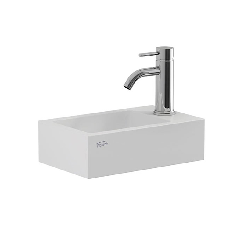 Bacha gres ceramica Tori toilette de apoyo 1 agujero blanco brillante 250mm x 400mm