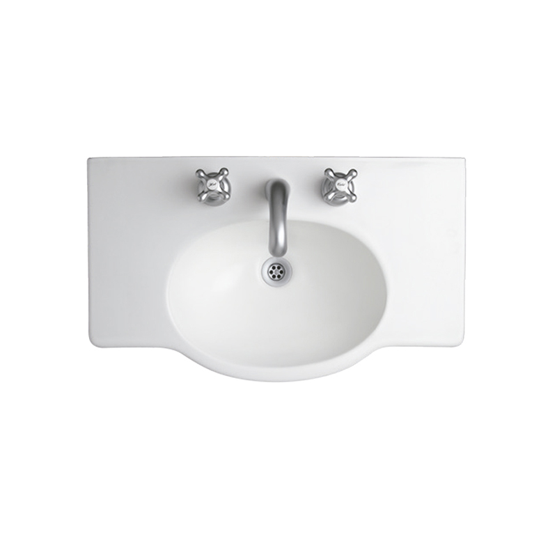Bacha porcelana Venecia de apoyo 3 agujeros blanco brillante 175mm x 380mm x 640mm