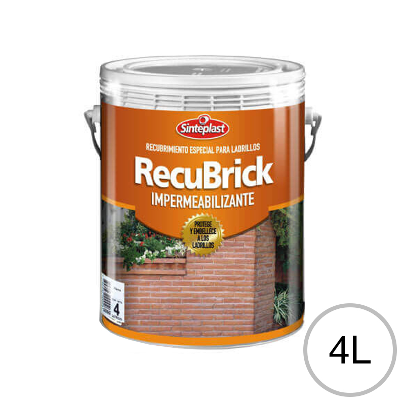 Impermeabilizante plastico ladrillo piedra Recubrik exterior interior incoloro satinado balde x 4l