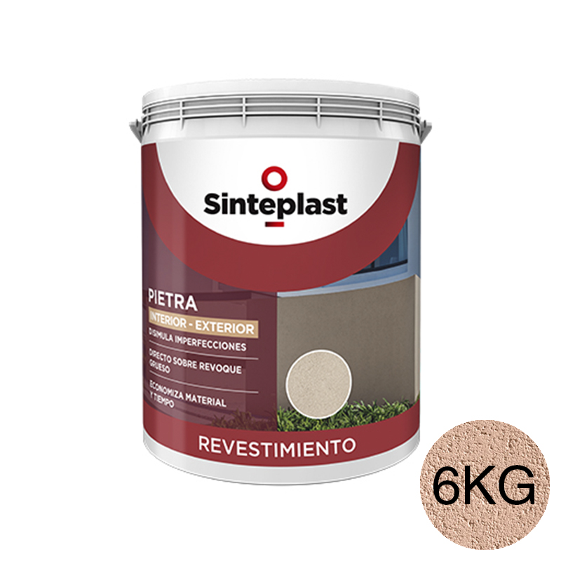 Revestimiento acrilico decorativo imitacion piedra Pietra exterior interior tostado mediterraneo mate balde x 6kg