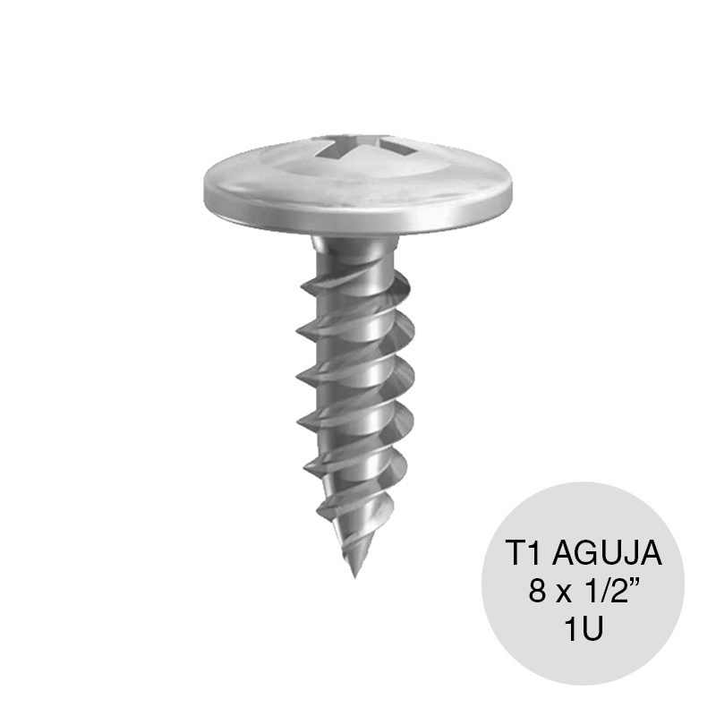 Tornillo autoperforante T1 punta aguja 8 x 1/2
