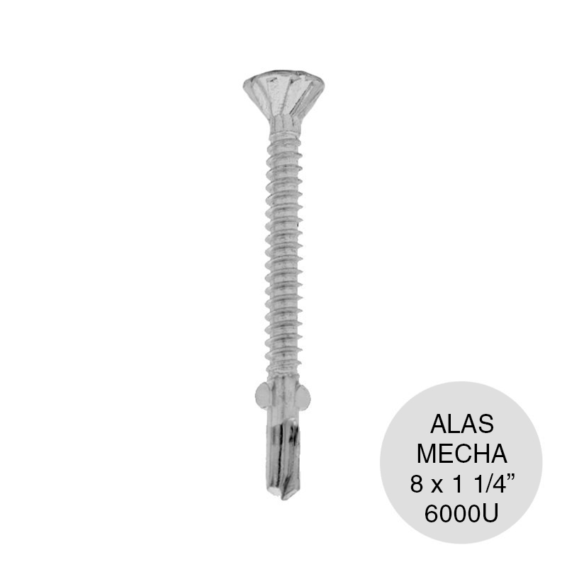 Tornillo autoperforante c/alas estriado 8 x 1 1/4" caja x 6000u