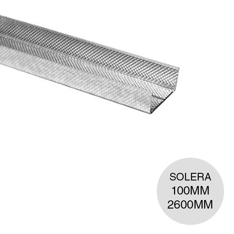 Perfil construccion seco solera de 100 galvanizado moleteado 0.52mm x 100mm x 2600mm
