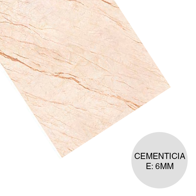 Placa cementicia decorativa Simplisima marmol calacatta ocre borde recto 6mm x 1.2m x 2.4m