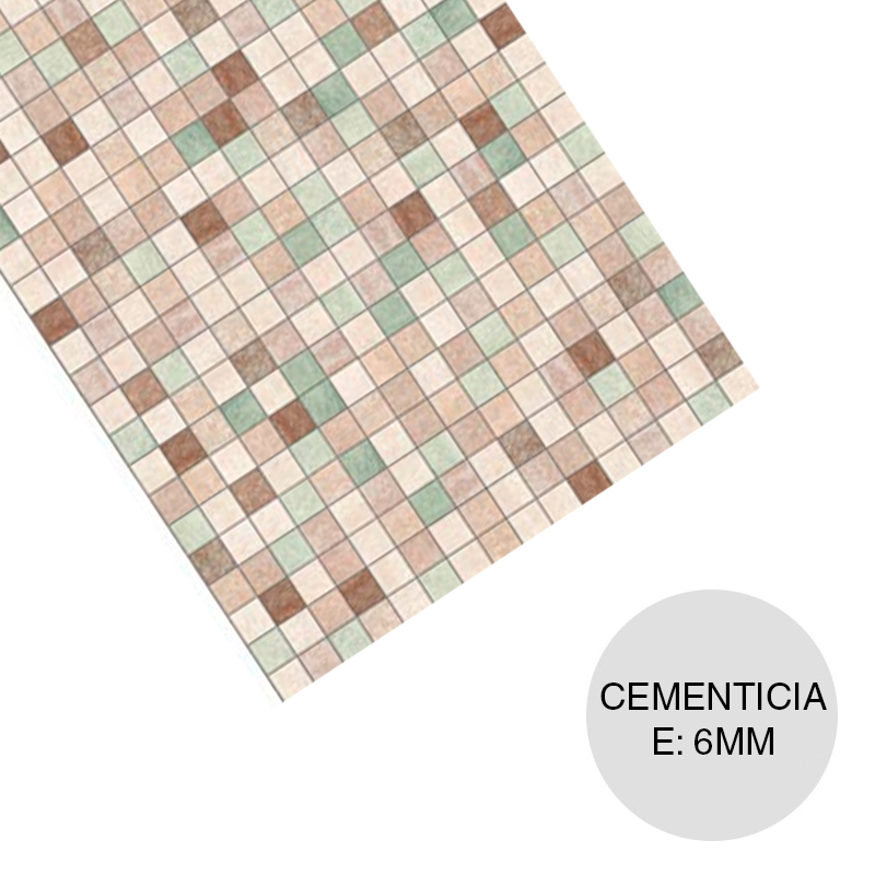 Placa cementicia decorativa Simplisima ceramica mosaico grecco borde recto 6mm x 1.2m x 2.4m