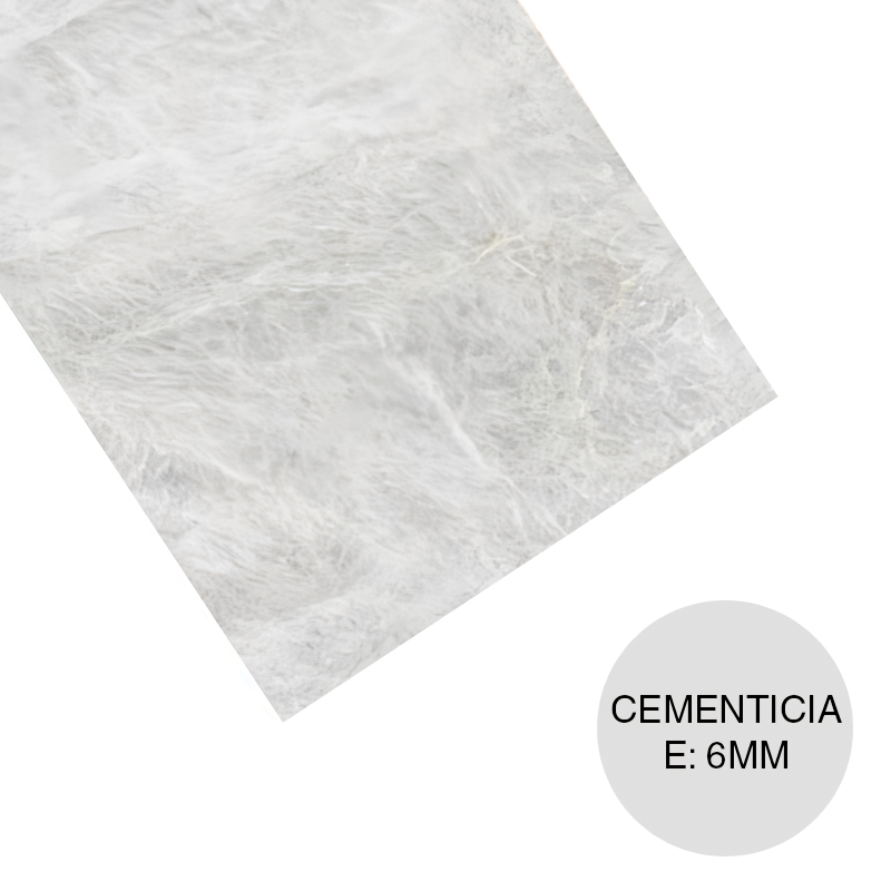 Placa cementicia decorativa Simplisima marmol traviatta gris borde recto 6mm x 1.2m x 2.4m