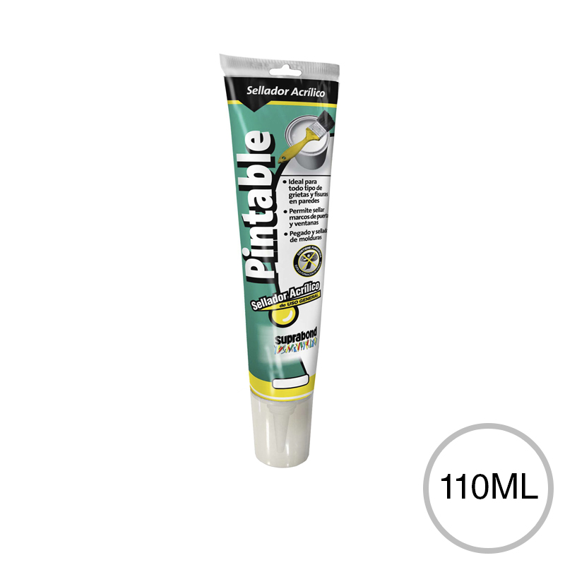 Sellador acrilico antihongo Pintable exterior interior blanco pomo x 110ml