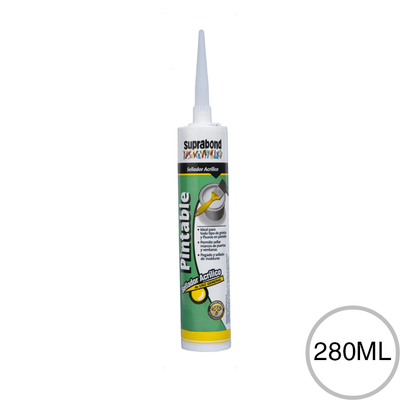 Sellador acrilico antihongo exterior interior blanco cartucho x 280ml