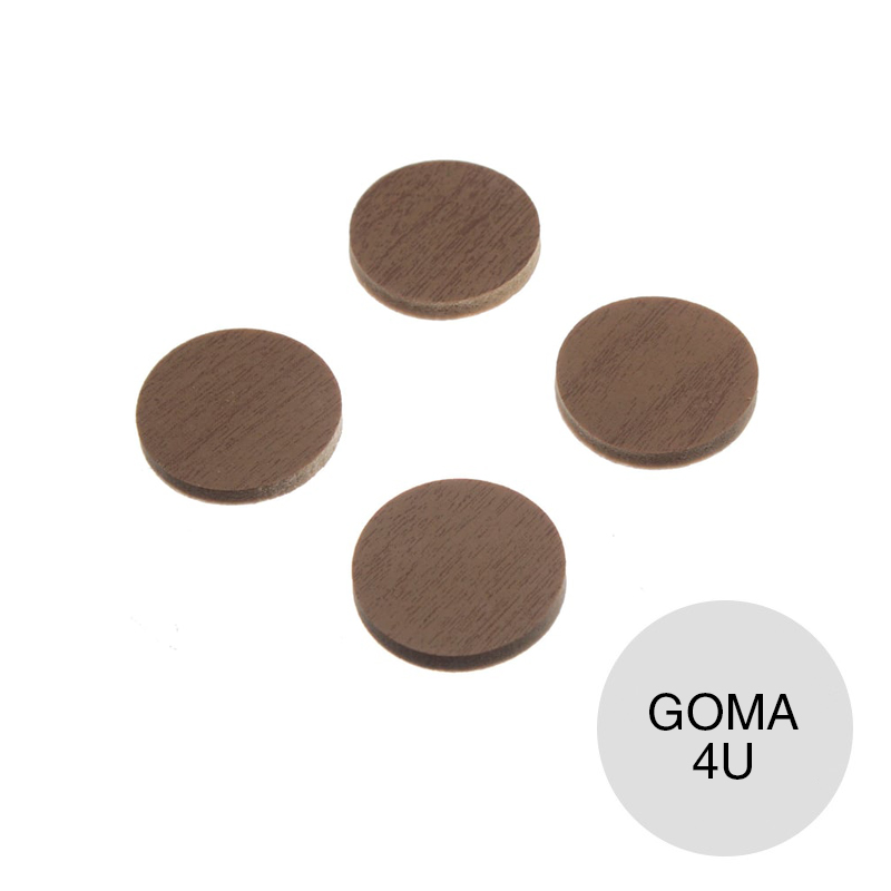Topetina autoadhesiva circular goma simil madera blister x 4u