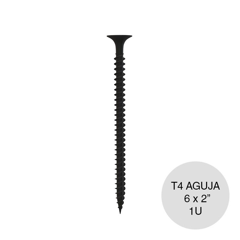 Tornillo autoperforante T4 punta aguja 6 x 2"