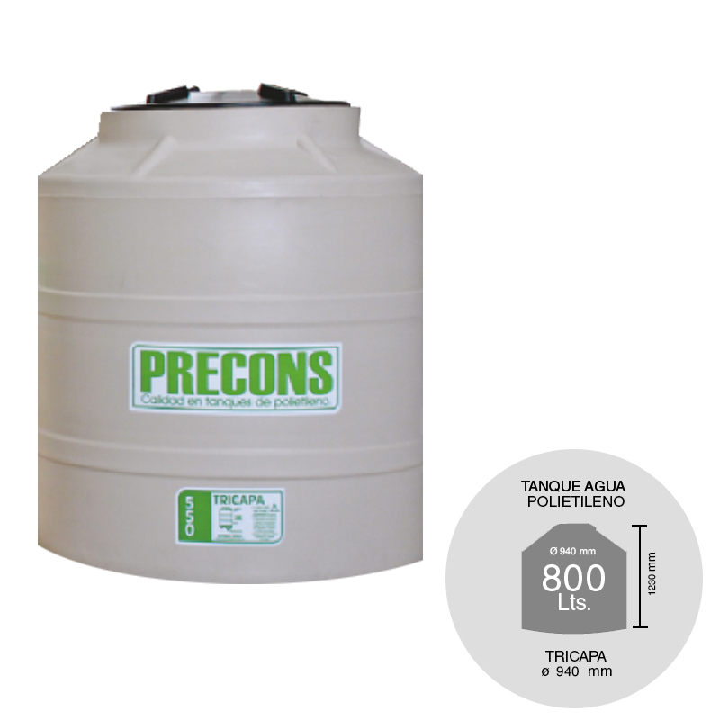 Tanque agua 800l polietileno tricapa arena ø 940mm x 1.23m