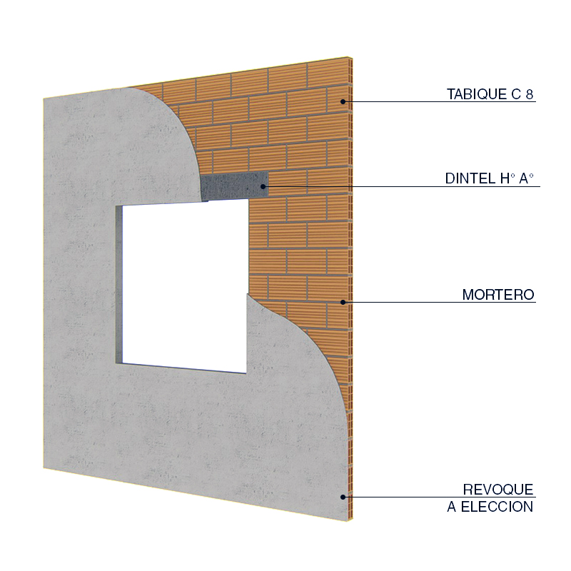 Pared no portante de ladrillos cerámicos