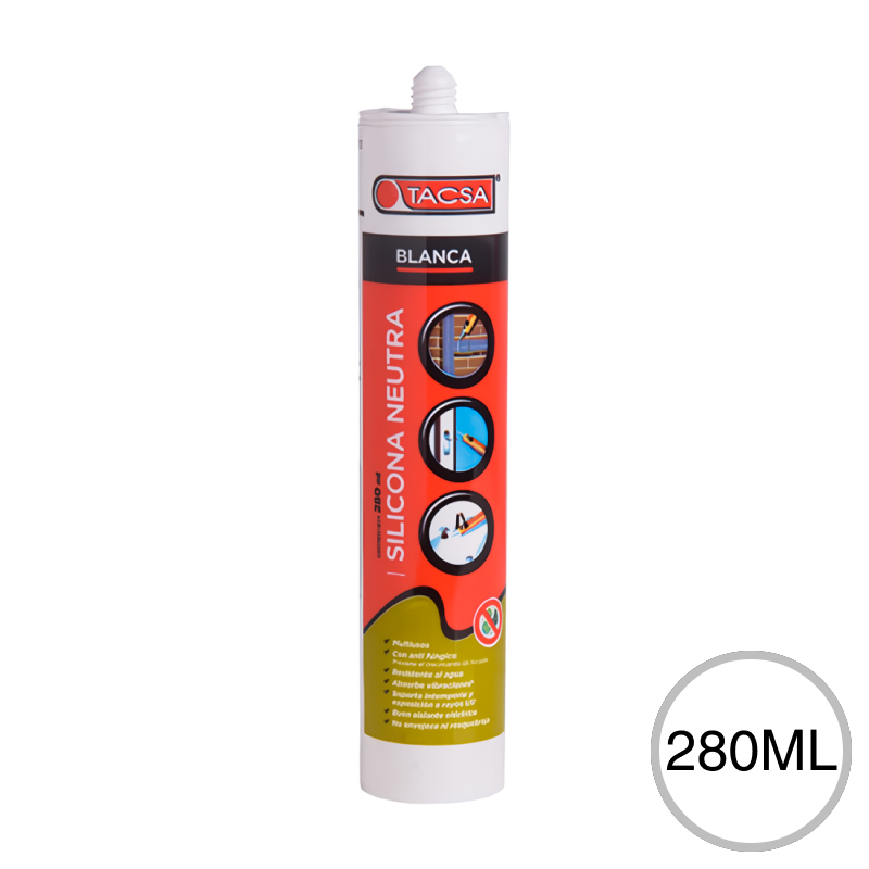 Sellador silicona neutra multiuso c/antifunguico blanco cartucho x 280ml
