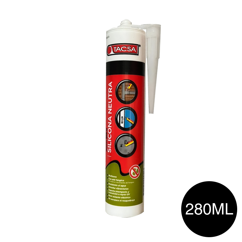 Sellador silicona neutra multiuso c/antifunguico negro cartucho x 280ml