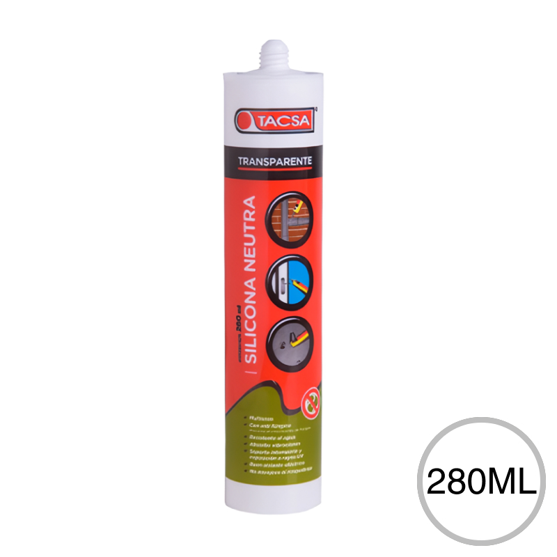 Sellador silicona neutra multiuso c/antifunguico transparente cartucho x 280ml