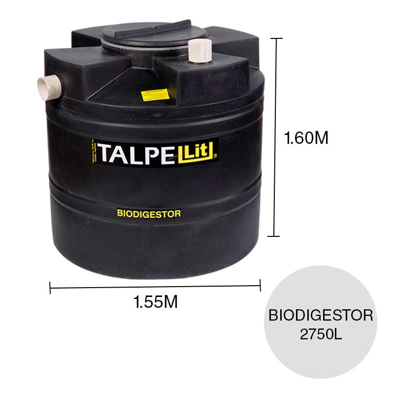 Biodigestor 2750l polietileno reforzado negro ø 1.55m x 1.60m