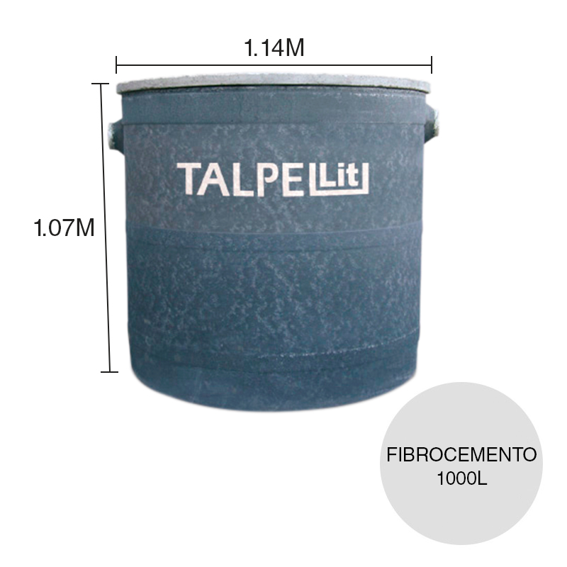 Camara septica c/tapa fibrocemento 1000l ø 1.14m x 1.07m