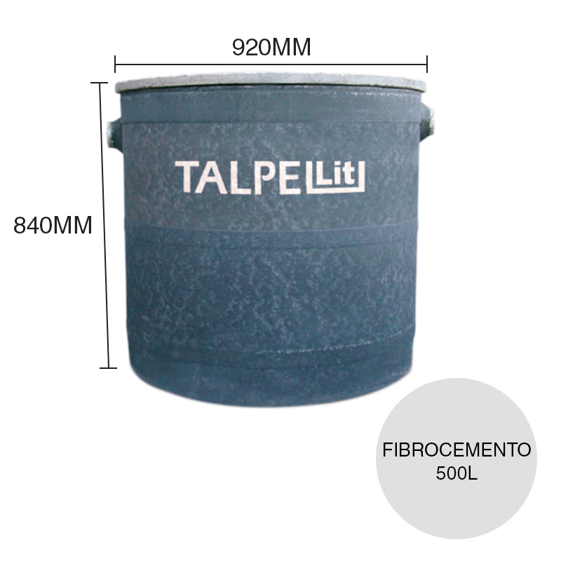 Camara septica c/tapa fibrocemento 500l ø 920mm x 840mm