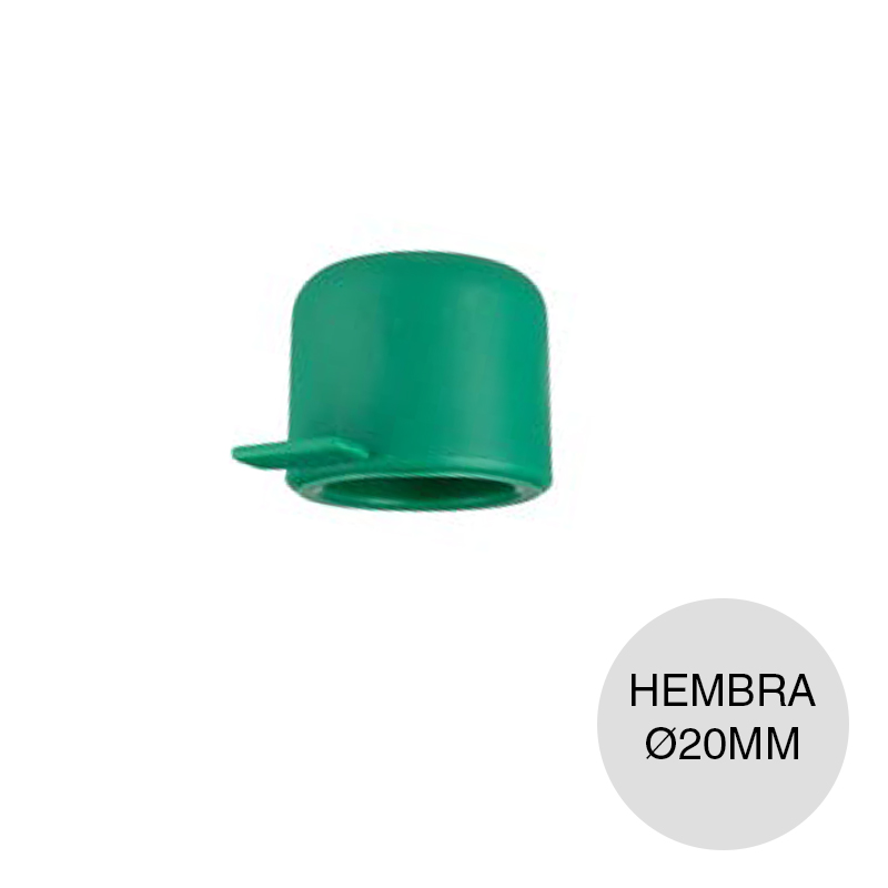 Tapa hembra agua fria caliente polipropileno random Fusion PN25 termofusion ø 20mm