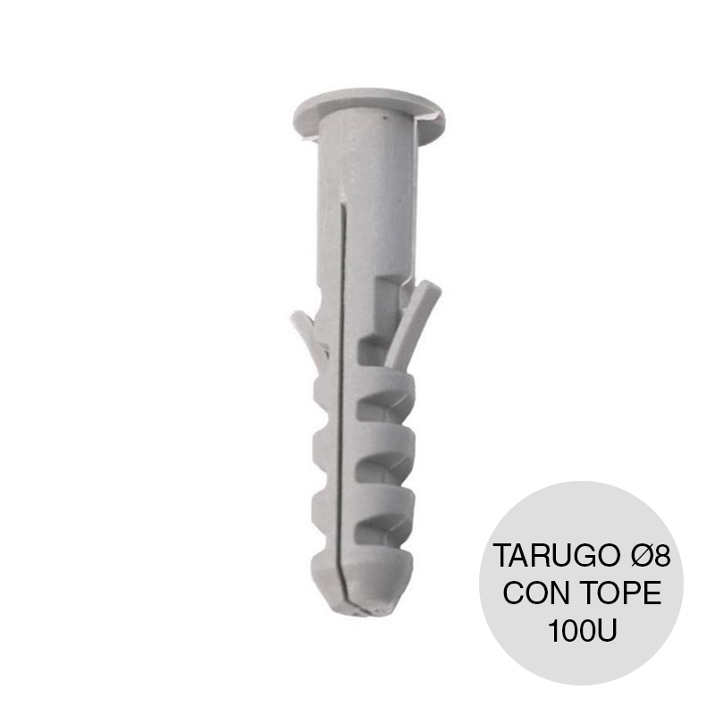 Taco tarugo nylon comun c/tope ø 8mm bolsa x 100u