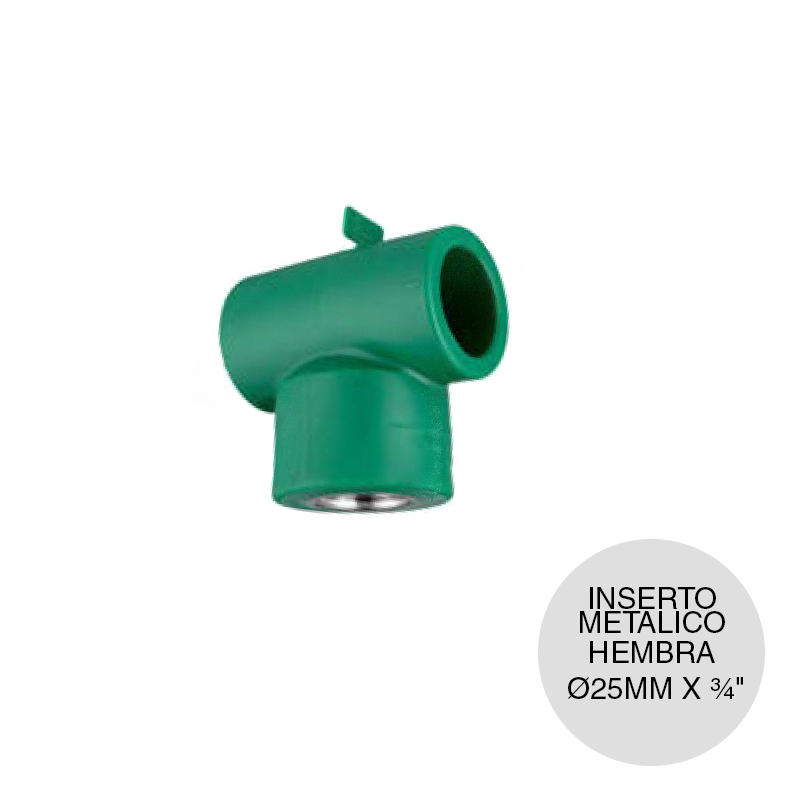 Te rosca hembra agua fria caliente polipropileno random PN25 termofusion ø 25mm x 3/4"