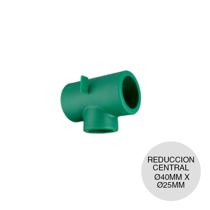 Te reduccion central agua fria caliente polipropileno random Fusion PN25 termofusion ø 40mm x ø 25mm