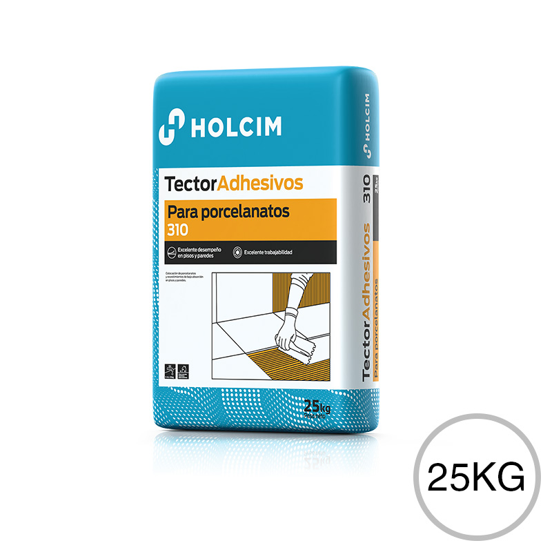 Adhesivo cementicio porcelanato 310 exterior interior bolsa x 25kg