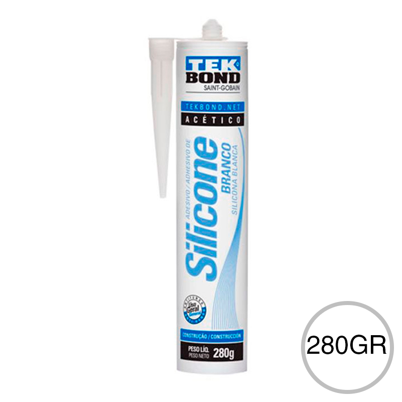 Sellador adhesivo silicona acetica Uso General blanco cartucho x 280gr