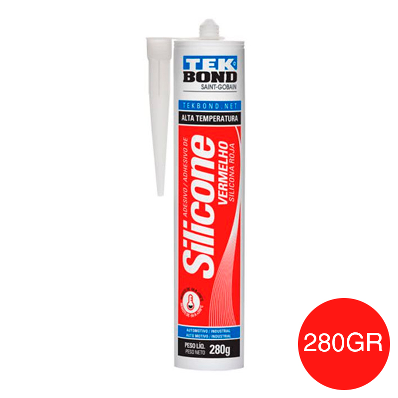 Sellador adhesivo silicona acetica Alta Temperatura rojo cartucho x 280gr