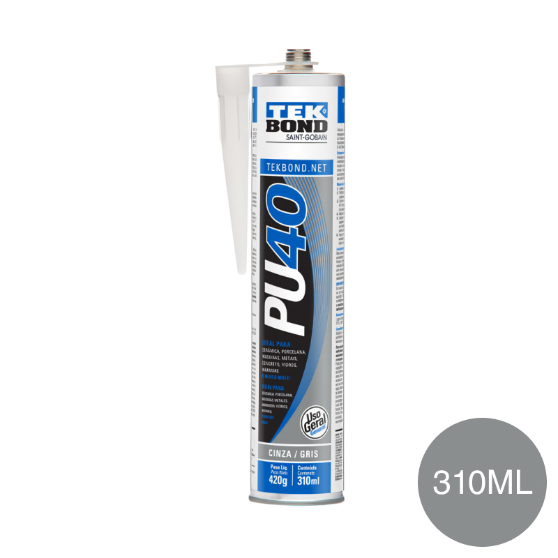 Sellador adhesivo poliuretanico PU 40 gris cartucho x 310ml