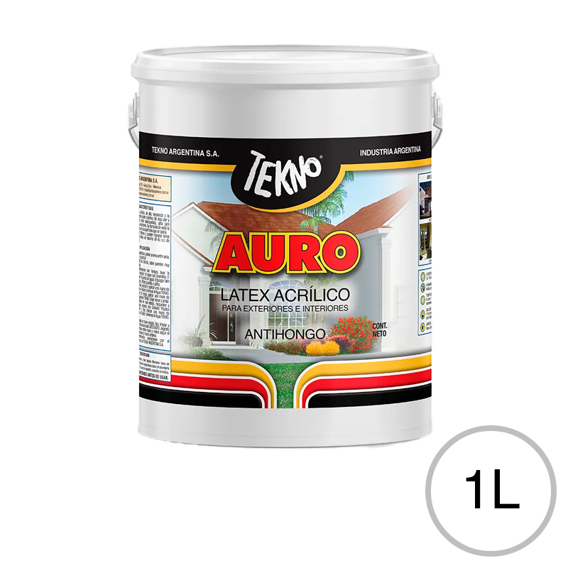 Látex acrílico exterior e interior Auro blanco balde x 1L