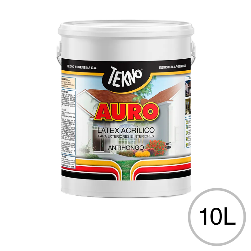 Látex acrílico exterior e interior Auro blanco balde x 10L