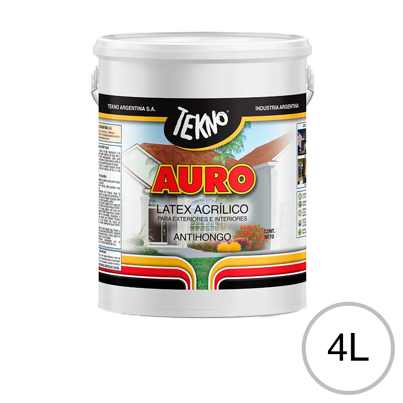 Látex acrílico exterior e interior Auro blanco balde x 4L